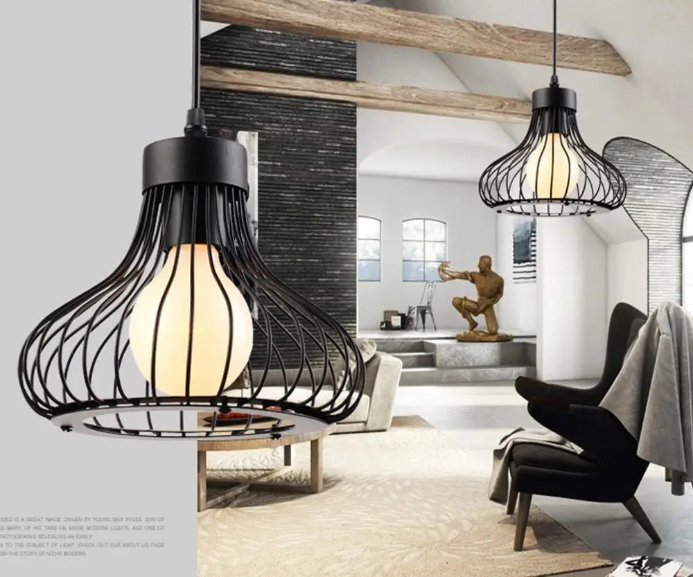Decorbites™ Eisenkäfig-Hängeleuchten für modernes Vintage-Loft, retro Home-Dekor Küche Bar LED