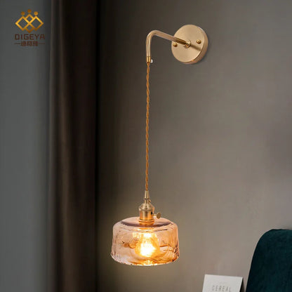 Decorbites™ Bernstein-Glas-Wandleuchte-Schalter, Moderne Kupfer-LED-Lampe für Zuhause, Schlafzimmer, Wohnzimmer