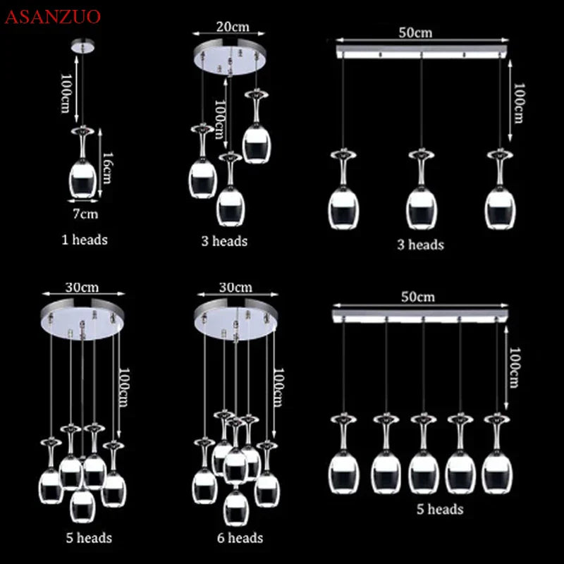 DecorBites™ LED Wine Glass Pendant Lights for Restaurant, Bar, and Dining Room