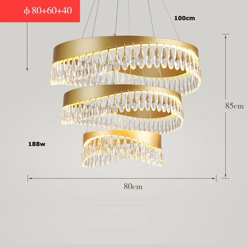 DecorBites™ Crystal Stainless Steel LED Chandelier for Foyer