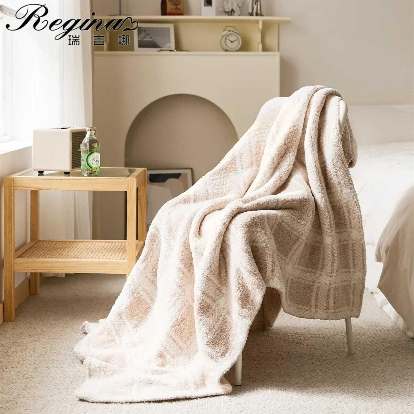 Decorbites™ Flauschiger Streifen-Karo-Decke: Gemütliche Mikrofaser-Heimdekoration