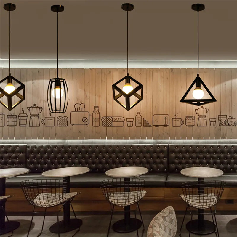 Black Retro Cage Pendant Light