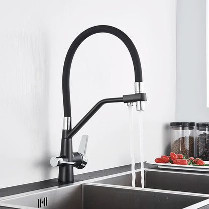Decorbites™ Zweispülfilter-Mischbatterie mit 360° Drehung für Wasserreinigung Küchenarmatur