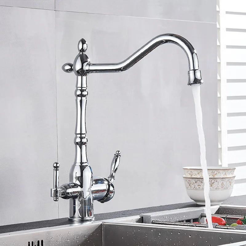 Decorbites™ Doppelauslass-Filterarmatur mit 360°-Drehung zur Küchen-Wasserreinigung