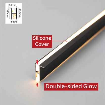 Decorbites™ LED-Schrankschichtlampe: Ultradünne Aluminiumprofile, Auf- und Abwärts-Hintergrundbeleuchtung, 18mm-Platte.