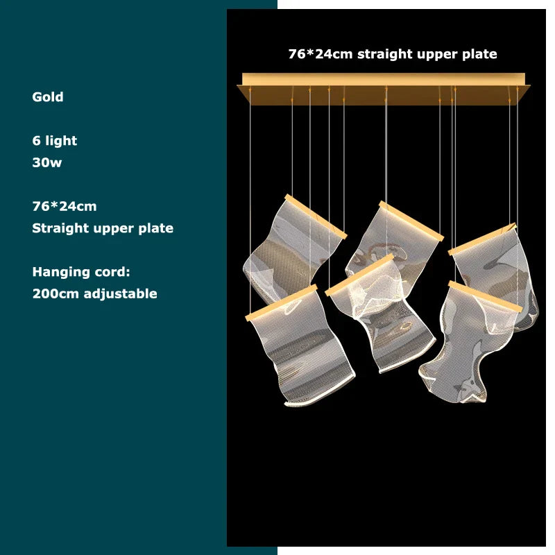 Decorbites™ Goldene Liebes-Papier-Lüster: Postmoderne LED-Designerbeleuchtung für den Eingangsbereich