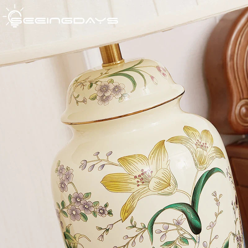Decorbites™ Land Blumen Vogel Keramik Tischlampe Modern Einfach Retro Schlafzimmer Nachttisch