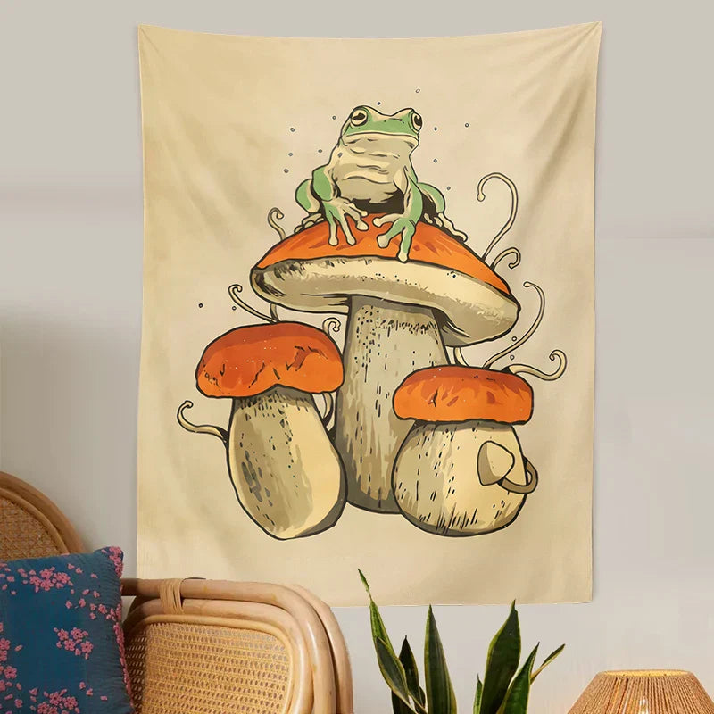 DecorBites™ Frog Mushroom Psychedelic Tapestry Wall Hanging
