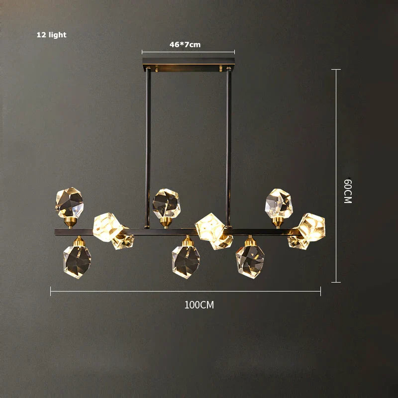 DecorBites™ Crystal Copper Black LED Chandelier for Dinning Room