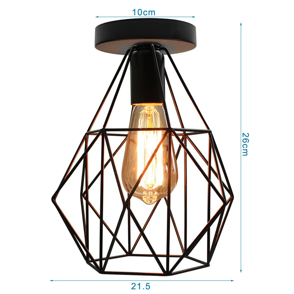 DecorBites™ Iron Cage Chandelier Loft Ceiling Light for Kitchen Bedroom Living Room