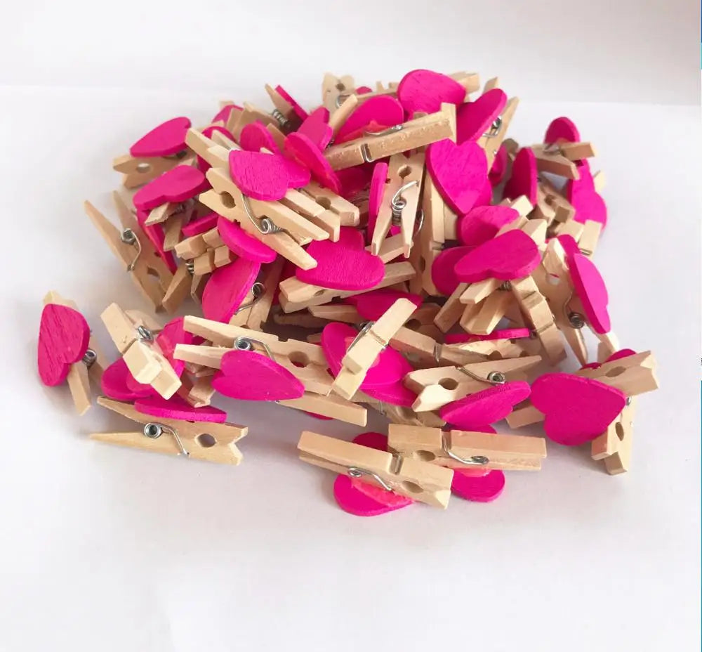 Decorbites™ 50er-Pack Romantische Herzförmige Holzclips für Heimdekoration und Partys