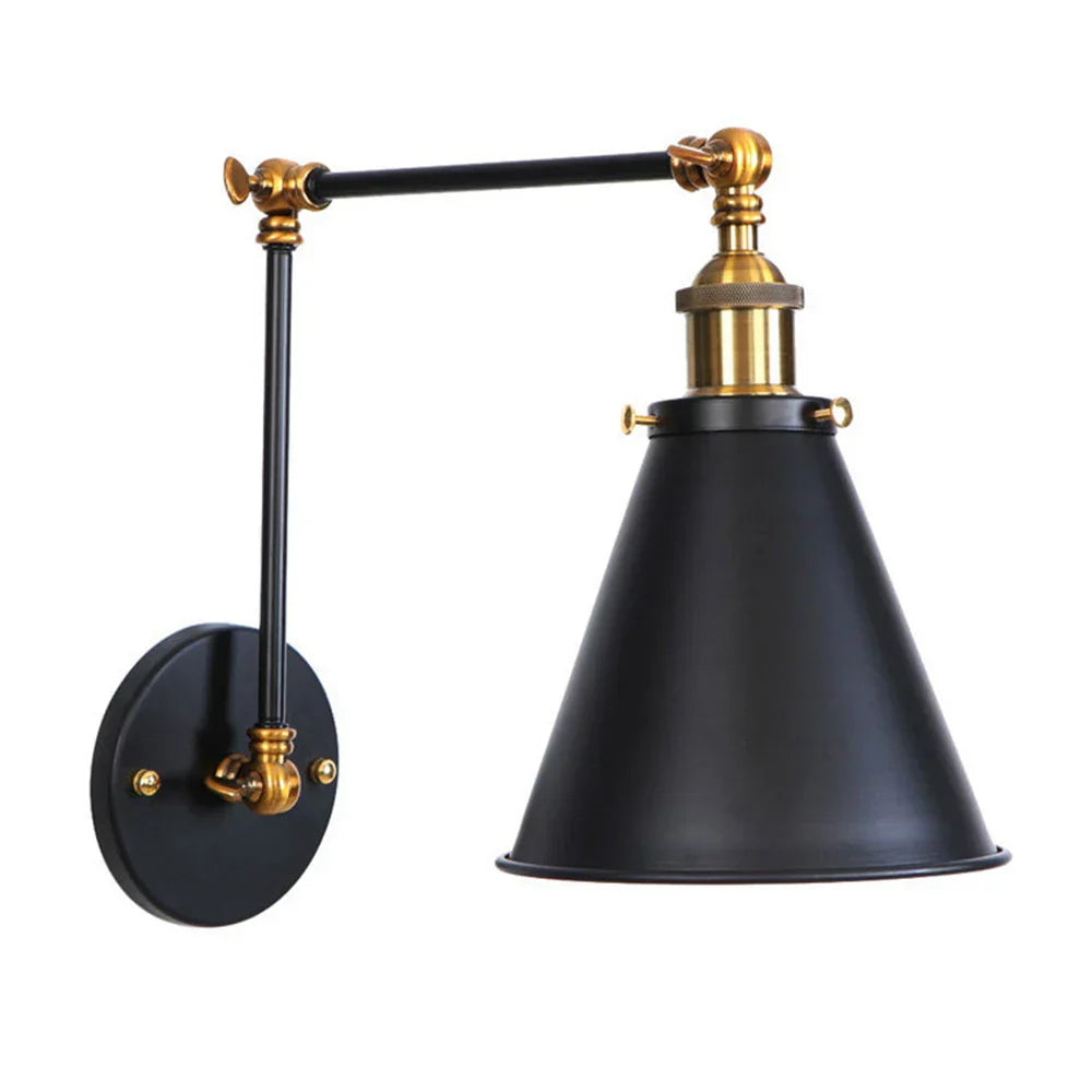 DecorBites™ Iron Loft Retro Wall Lamp Sconce Indoor LED Industrial Black Brass