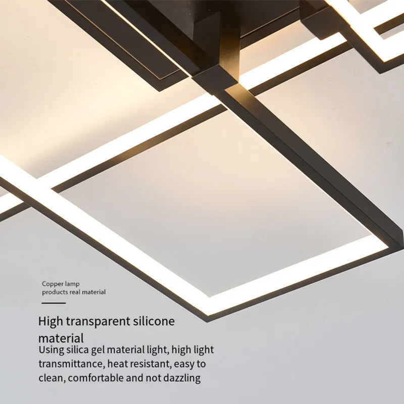 Modern LED Ceiling Fixture Large 110x70cm Gold