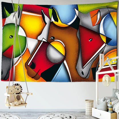 Decorbites™ Pferde-Teppich Wandbehang Buntes Cartoon Dekoration für Kinderzimmer