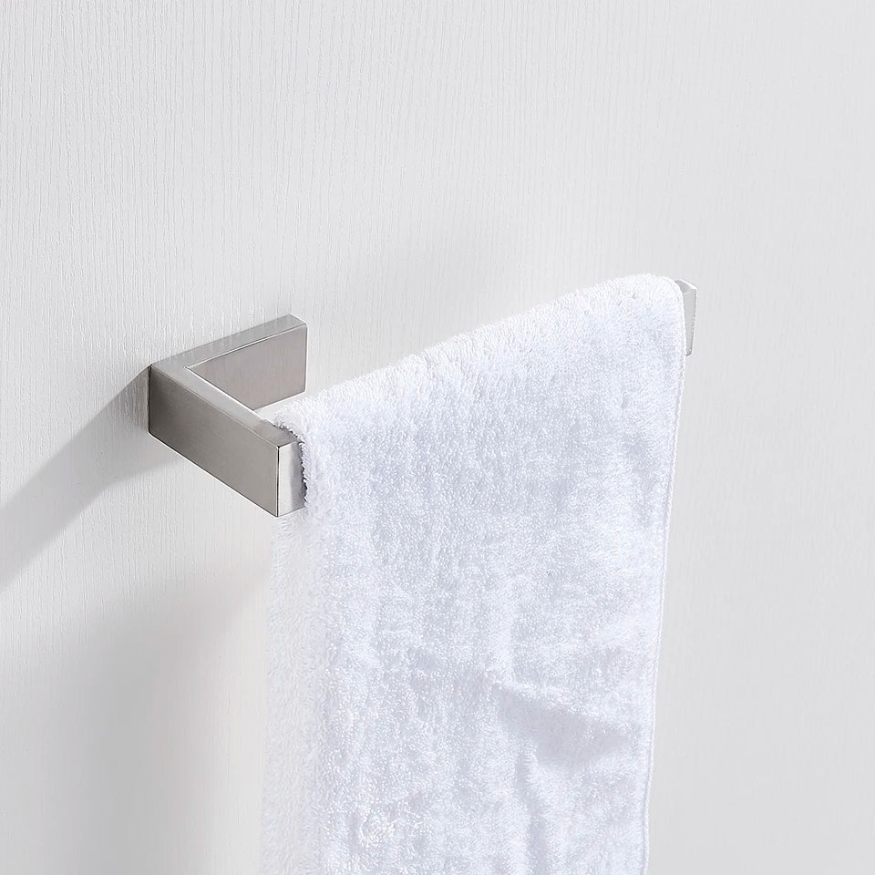 Decorbites™ Gebürstetes Badezimmereinrichtungs-Set: Bademantel-Haken, Handtuchhalter, Regal, Toilettenpapierhalter, Zahnbürstenständer