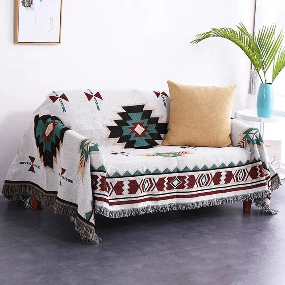 Decorbites™ Geometrische Fransen-Sofabezug - Boho-Stil Decke Staubschutz