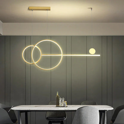 DecorBites™ Linear Ring Chandelier | LED Kitchen Island Dining Room Lighting Fixtures