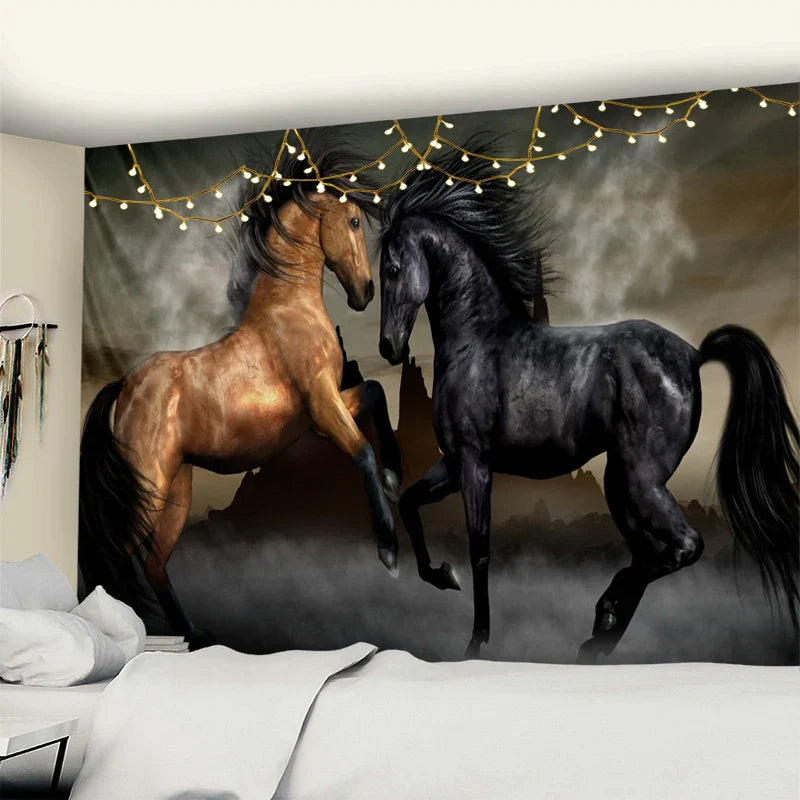 Decorbites™ Wandteppich mit galoppierendem Pferd Psychedelische Boho-Hippie-Kunst-Teppich