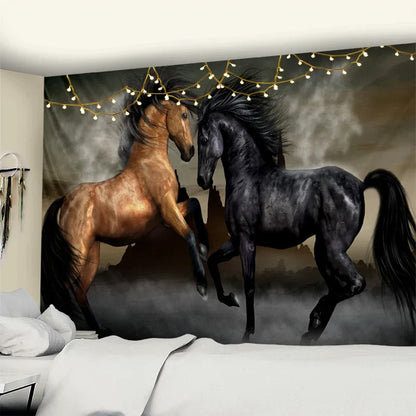 Decorbites™ Wandteppich mit galoppierendem Pferd Psychedelische Boho-Hippie-Kunst-Teppich