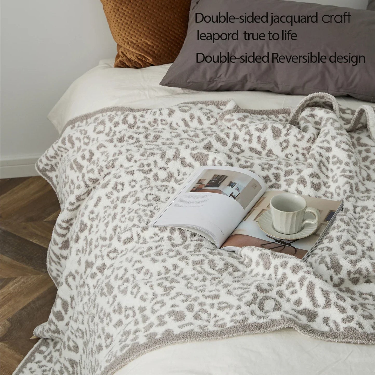 Decorbites™ Kuscheliges Leopard-Muster-Gestricktes Decke - Winter Kunstpelz-Mikrofaser-Wurfdecke