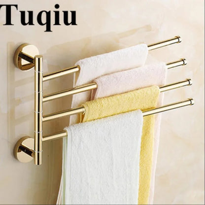 DecorBites™ Copper Swivel Towel Bars Wall Mounted Bathroom Towel Holder Rack Gold 32cm