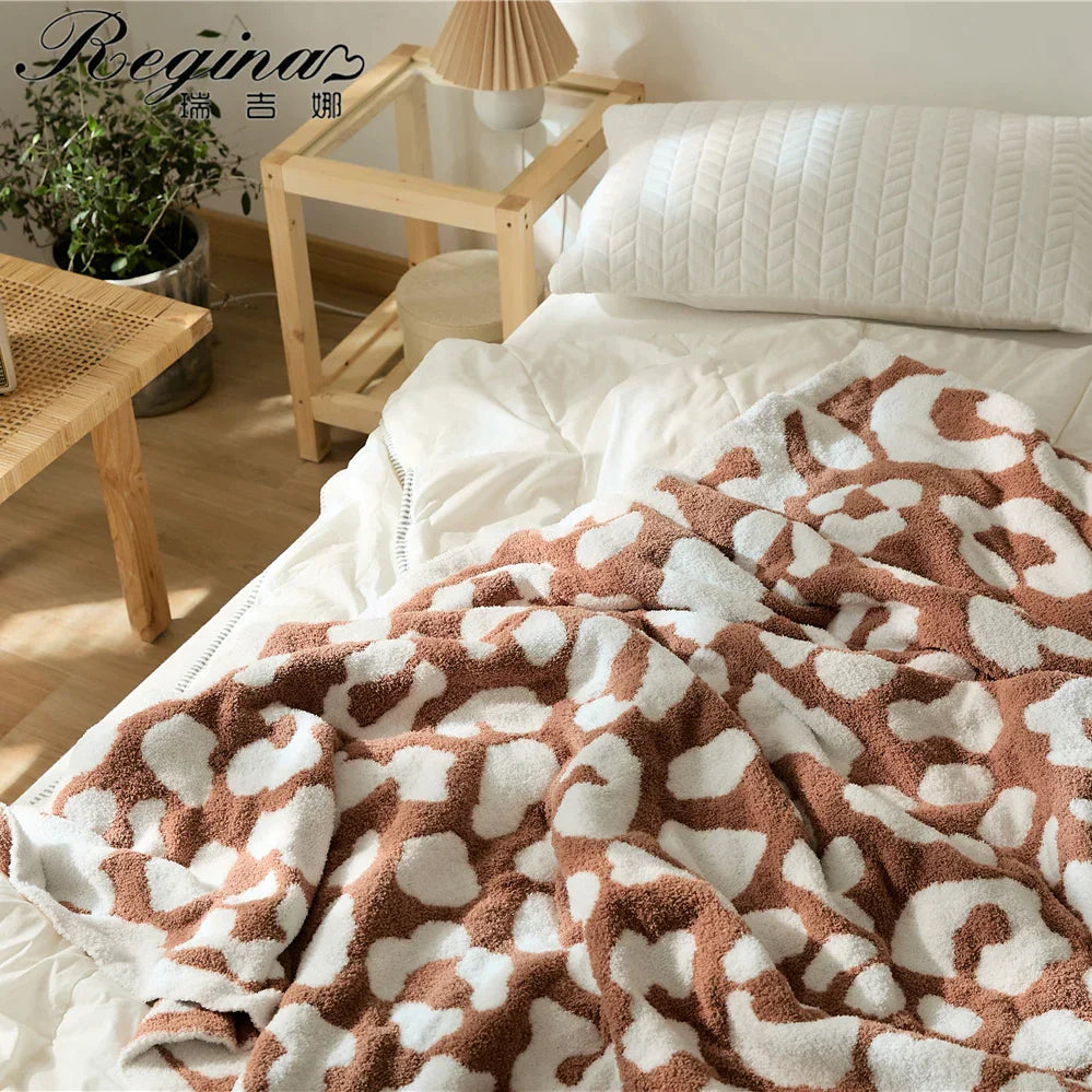 Decorbites™ Kuscheliges Leopard-Muster-Gestricktes Decke - Winter Kunstpelz-Mikrofaser-Wurfdecke