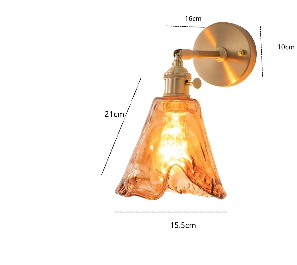 Decorbites™ Bernstein-Glas-Wandleuchte-Schalter, Moderne Kupfer-LED-Lampe für Zuhause, Schlafzimmer, Wohnzimmer