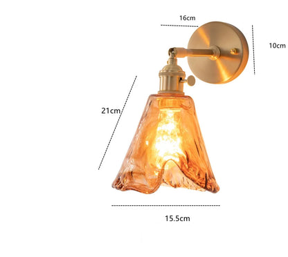 Decorbites™ Bernstein-Glas-Wandleuchte-Schalter, Moderne Kupfer-LED-Lampe für Zuhause, Schlafzimmer, Wohnzimmer