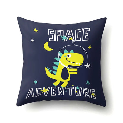 Decorbites™ Dino-Baby-Kissenbezug: Süßer Dino-Auto-Fahrer-Buchstaben-Kissenbezug für Schlafzimmer-Dekoration