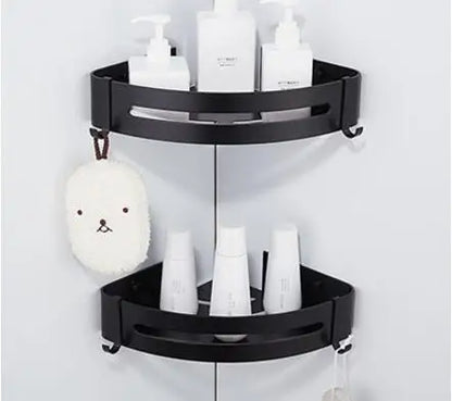 DecorBites™ Brushed Gold Aluminum Bathroom Corner Shelf Wall Mounted Shower Shampoo Holder