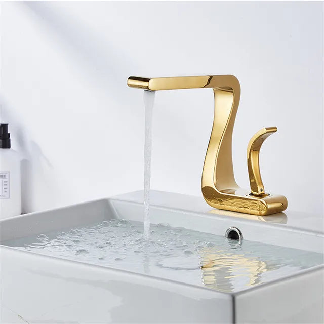 Decorbites™ Gold Beckenarmatur: Moderne Messing-Badmischtap für Warm-/Kaltwasser