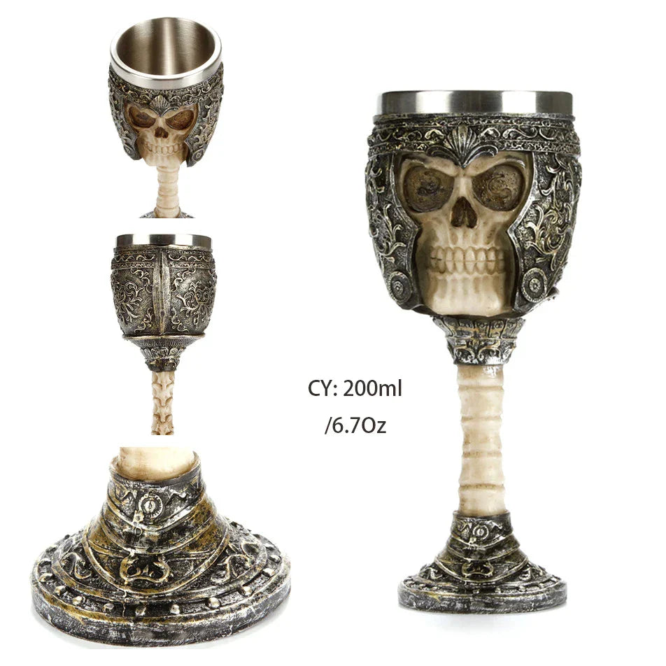 Decorbites™ Drachenschädel-Becher: Gotisches Harz Edelstahl-Weinglas für Cocktailbar-Partys