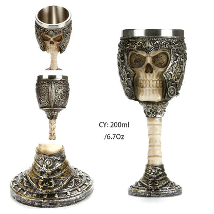 Decorbites™ Drachenschädel-Becher: Gotisches Harz Edelstahl-Weinglas für Cocktailbar-Partys
