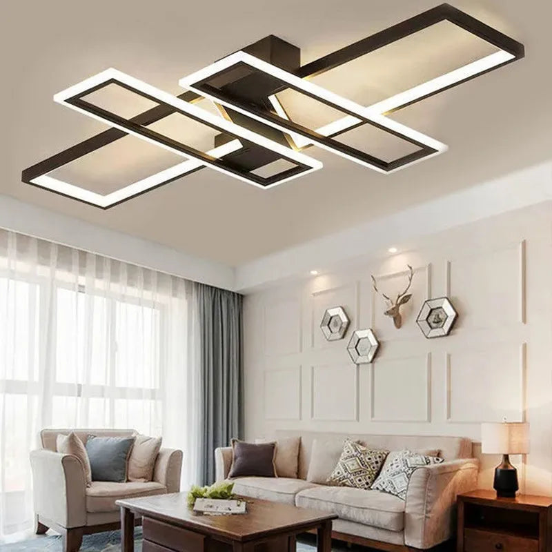 Modern LED Ceiling Fixture Large 110x70cm Gold