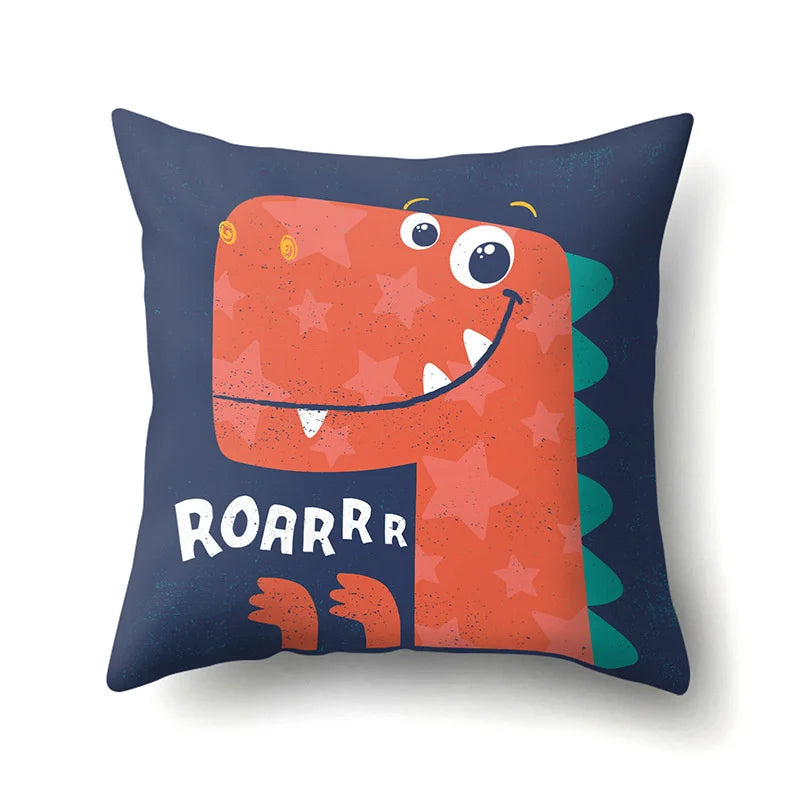 Decorbites™ Dino-Baby-Kissenbezug: Süßer Dino-Auto-Fahrer-Buchstaben-Kissenbezug für Schlafzimmer-Dekoration