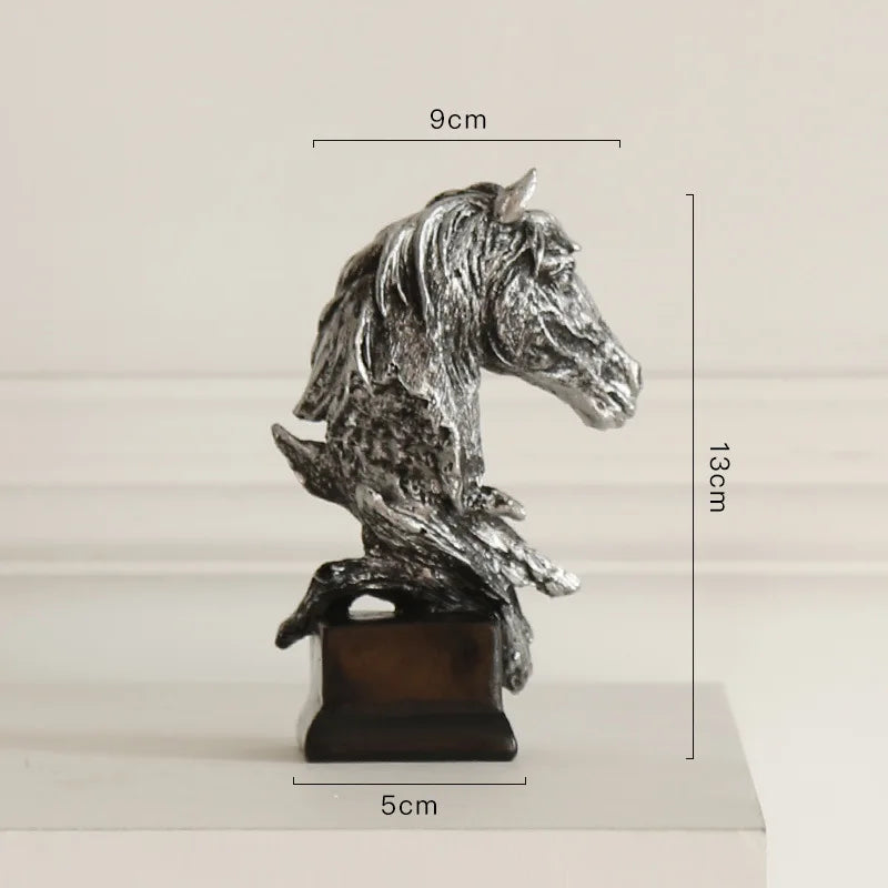 DecorBites™ Country Resin Horsehead Figurine: Creative Animal Statue for Modern Home & Office Decor