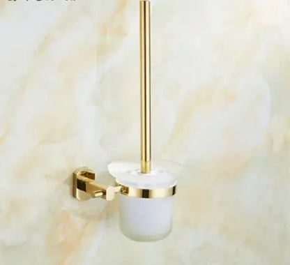 Decorbites™ Gold Messing Badezimmer-Hardware-Set: Handtuchhalter, Papierhalter, Toilettenbürstenhalter, Handtuchleiter, Haken