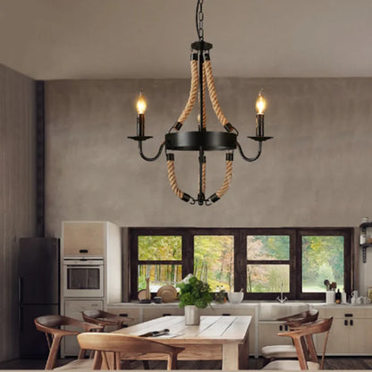 Decorbites™ Industrielles Hanfseil-Leuchter: Vintage-Loft-Stil für Beleuchtung in Bar, Café und Zuhause