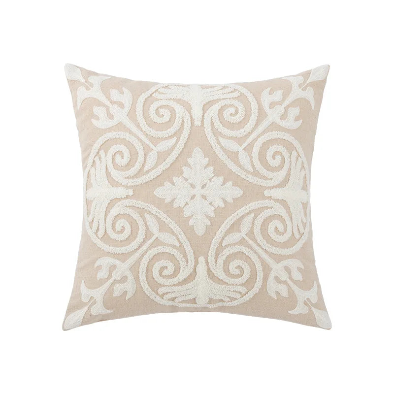 DecorBites™ Daisy Floral Geometric Embroidery Pillow Cover Yellow Blue 45x45cm Soft Cozy