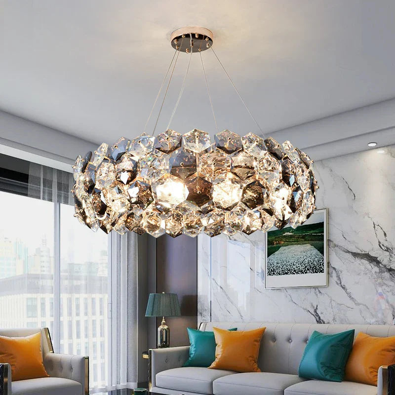 DecorBites™ Crystal Wrought Iron Chandelier: Creative Dining & Living Room Suspension Light