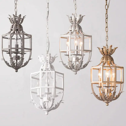 Decorbites™ Grau/Gold Metallkäfig-Kronleuchter: Russisch inspiriert, 3-Licht-Lüster für Kinderzimmer, Küche, Esszimmer