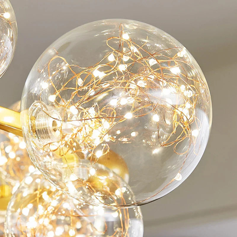 Decorbites™ Goldener Ring-Glasball-Lüster mit Fernbedienung für Wohn- und Esszimmer