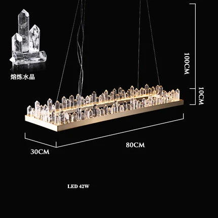 Gold Crystal Dining Chandelier Rectangle 100cm