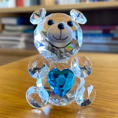 DecorBites™ Crystal Bear Figurine: Glass Animal Ornament & Paperweight