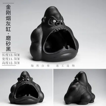 DecorBites™ Gorilla Ceramic Ashtray: Cartoon Animal Decor & Gift