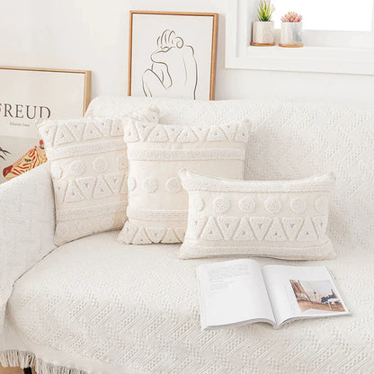 DecorBites™ Ivory Cotton Loop Tufted Cushion Cover for Home Decoration