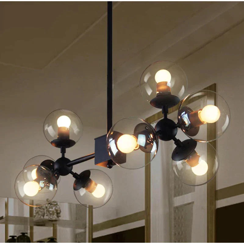 DecorBites™ Glass Ball Pendant Lamp: Modern Industrial Loft Iron Luminaria Light