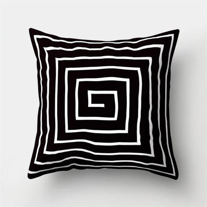 DecorBites™ Geometric Star Print Pillow Cover for Home Decor - Black & White Square Texture