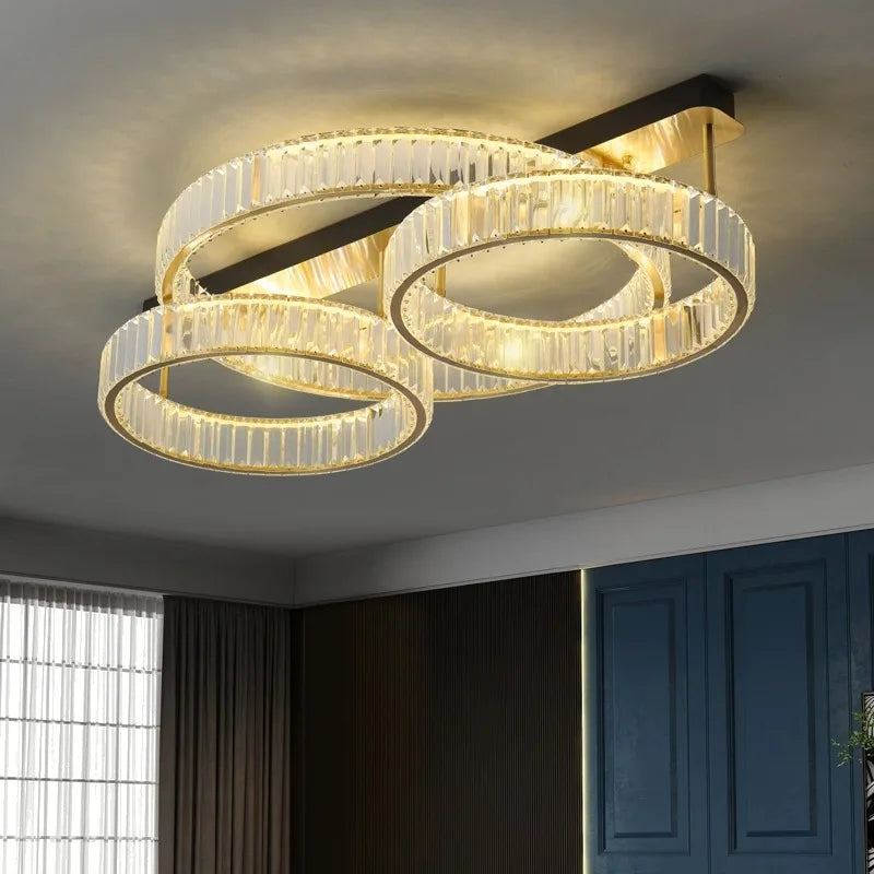 Gold Crystal Copper Ceiling Lamp