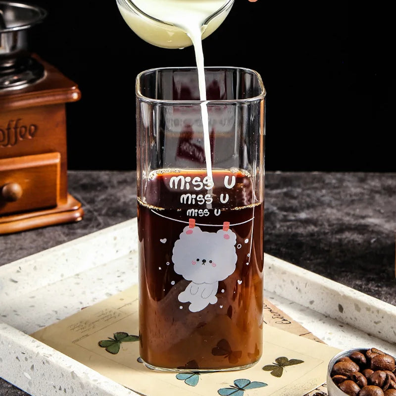 Decorbites™ 400ML Glas-Kaffeetasse mit farbenfrohem Muster für Milch, Bier, Tee und mehr